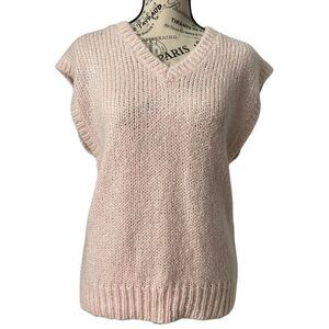 Vintage Compositions for Petites Pink Knitted Sleeveless Sweater Vest in OS